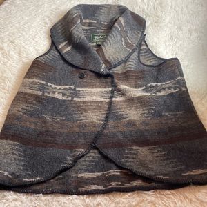 Woolrich wool vest with shawl collar brown/ grey-Aztec-XL